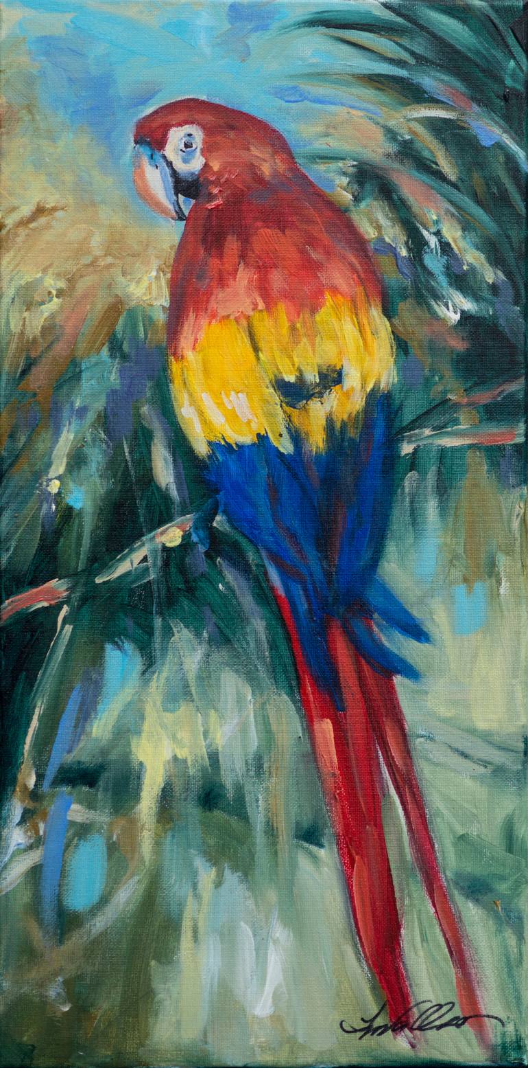 Parrot Perch Painting by Linda Olsen | Saatchi Art