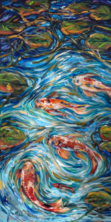 Original Expressionism Fish Paintings by Linda Olsen