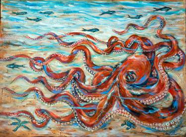 Original Expressionism Fish Paintings by Linda Olsen