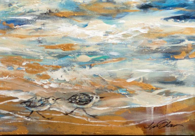 Original Impressionism Beach Painting by Linda Olsen