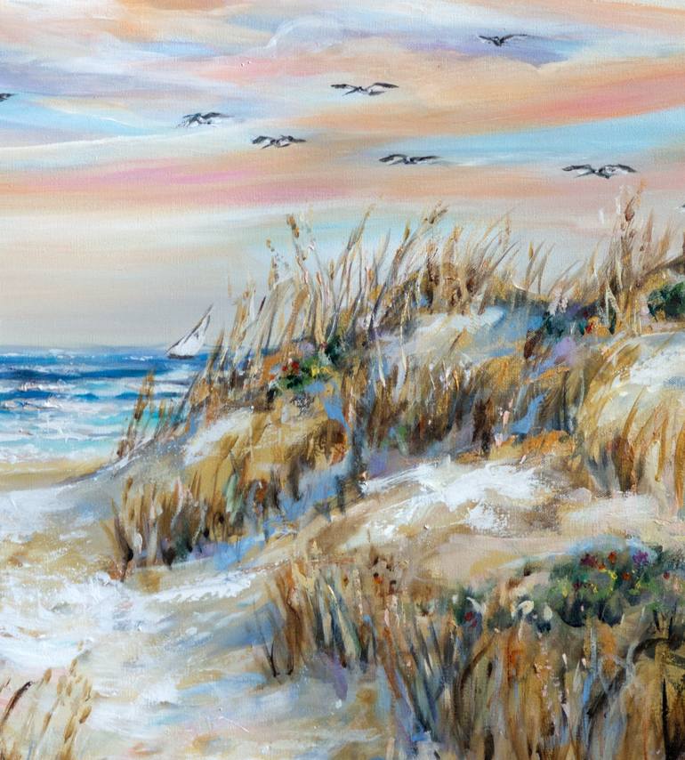 Original Impressionism Beach Painting by Linda Olsen