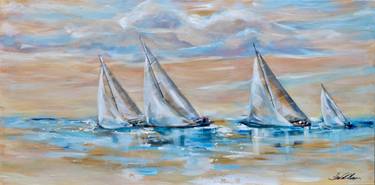Original Impressionism Sailboat Paintings by Linda Olsen