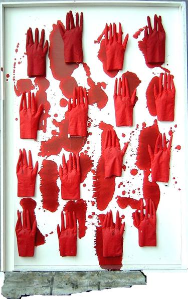 Saatchi Art Artist Jurgen EHRE; Installation, “red hands” #art