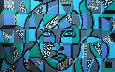 Original Cubism Portrait Paintings by ALDYN Alexander