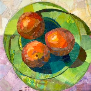 Oranges on Green Plate