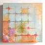This original art was created during the summer of 2020 during the Covid19 Quarantine in Cincinnati, OH. It is 18 x 18 inches, acrylic paint on a solid birch panel. This is the first in the series, it is named: Day 44. It features pink, orange and purple in a grid pattern with curves. The series was inspired by a day spent drawing abstract designs in colored pencil and thinking of some of my happiest memories from childhood.