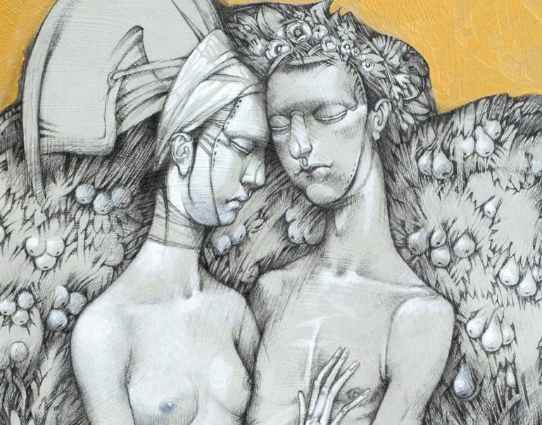 Original Figurative Love Drawing by Alexander Daniloff