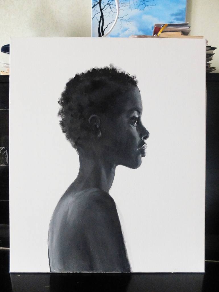 Original Photorealism People Painting by Valeriia Radziievska