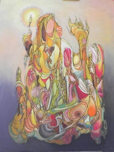 Original Abstract Expressionism Abstract Painting by Muhammad Shafique Farooqi