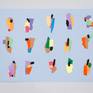 Colored paper cut and pasted on cardboard and pencil touches.
Amusements and puzzles of colour fields.