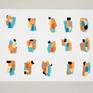 Colored paper cut and pasted on cardboard and pencil touches.
Amusements and puzzles of colour fields.