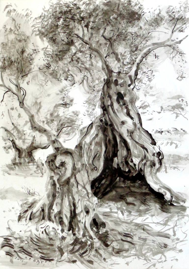 Print of Expressionism Landscape Drawings by Nebojsa Ruzic Varda