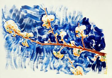 Original Expressionism Floral Drawings by Nebojsa Ruzic Varda