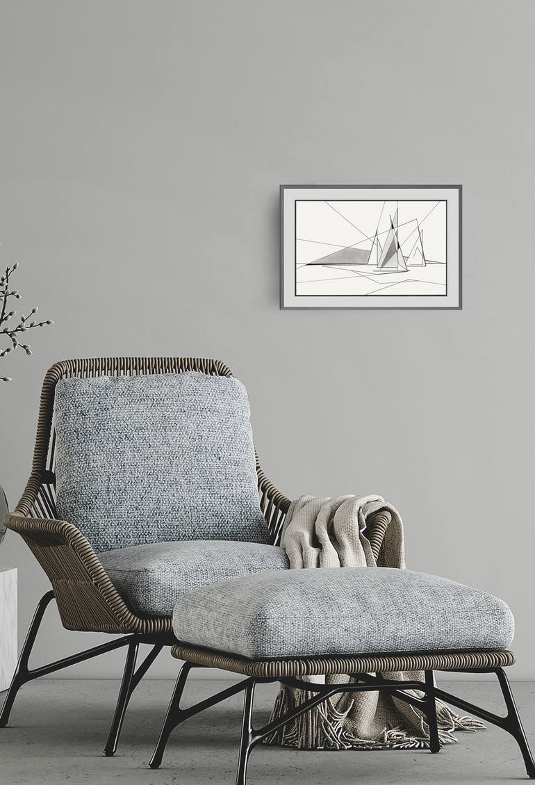 Original Abstract Boat Drawing by Ernst Kruijff