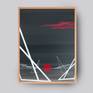 Artwork in sample frame on wall (painting sold unframed).