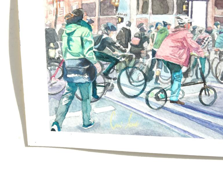 Original Fine Art Bicycle Painting by Carina Lomeli