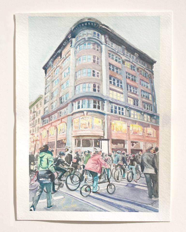 Original Bicycle Painting by Carina Lomeli