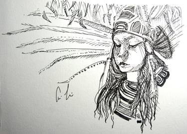 Original World Culture Drawings by Carina Lomeli