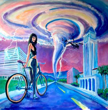 Original Surrealism Bicycle Paintings by Carina Lomeli