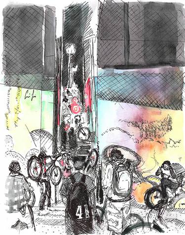 Original Documentary Bicycle Paintings by Carina Lomeli