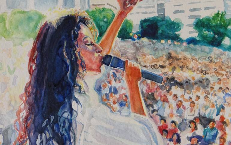 Original Impressionism Celebrity Painting by Carina Lomeli