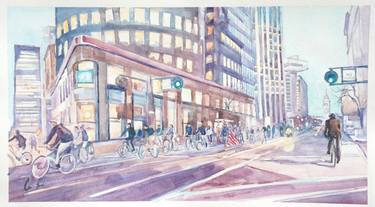 Original Impressionism Bicycle Paintings by Carina Lomeli
