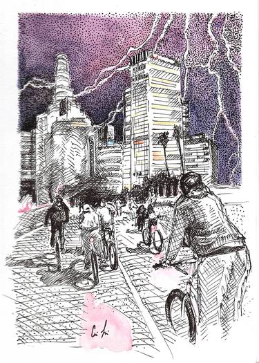 Print of Impressionism Bicycle Drawings by Carina Lomeli