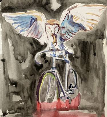 Original Impressionism Bicycle Paintings by Carina Lomeli