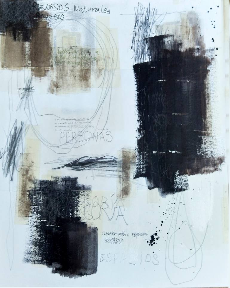 Original Abstract Expressionism Typography Drawing by Almudena Blanco