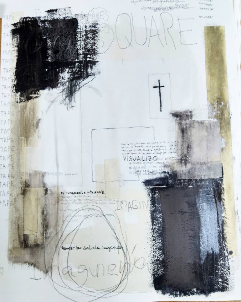 Original Abstract Expressionism Typography Drawing by Almudena Blanco