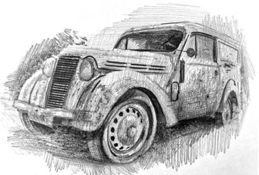 Pencil drawing of a historic car thumb