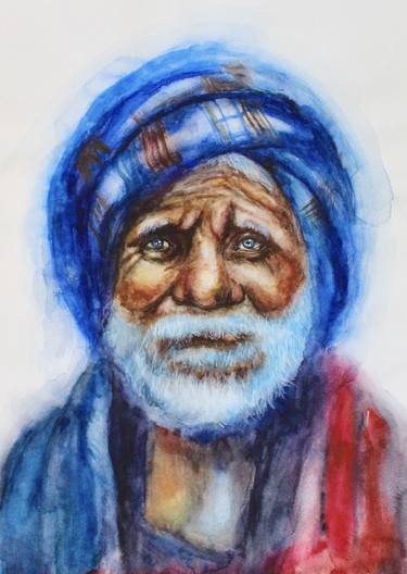 Indian old men with colorful turban thumb