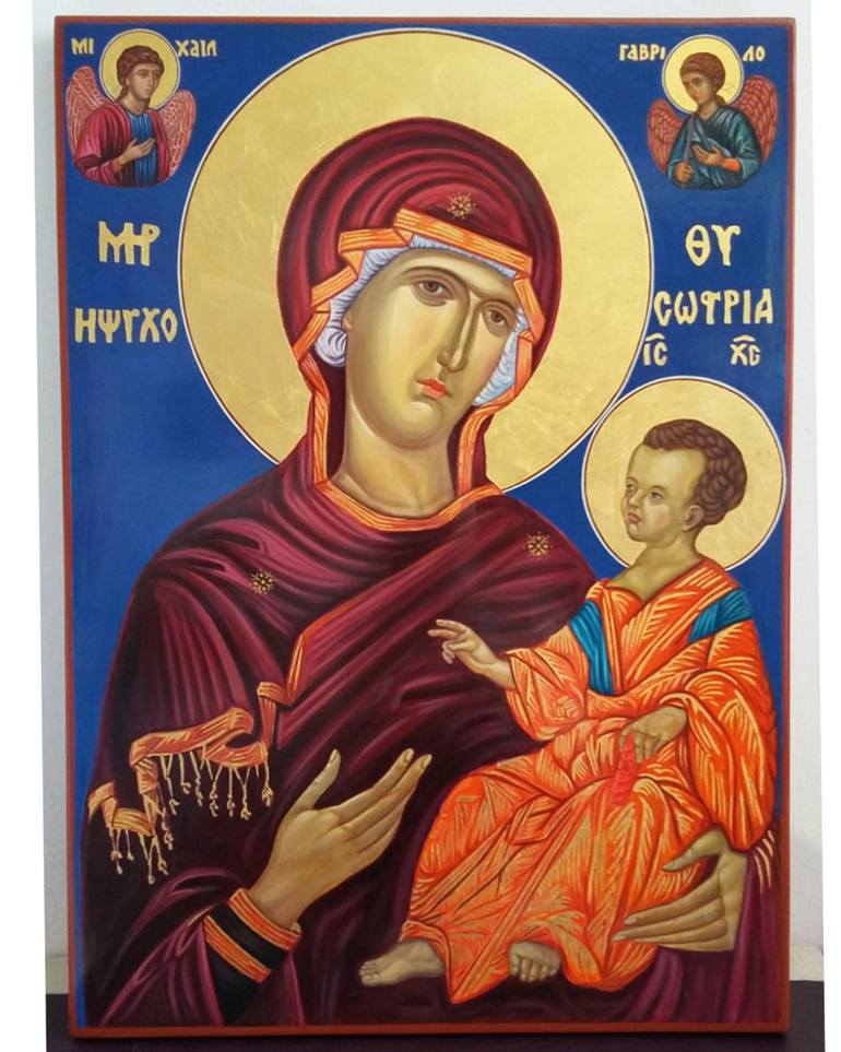 Virgin Mary with Jesus Christ Icon Painting by Dragi Čučović | Saatchi Art
