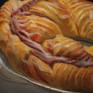 This is a painting of a cherry danish.