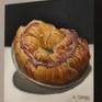 This is a painting of a cherry danish.