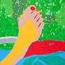The work was inspired by David Hockney early works associated with a swimming pool.