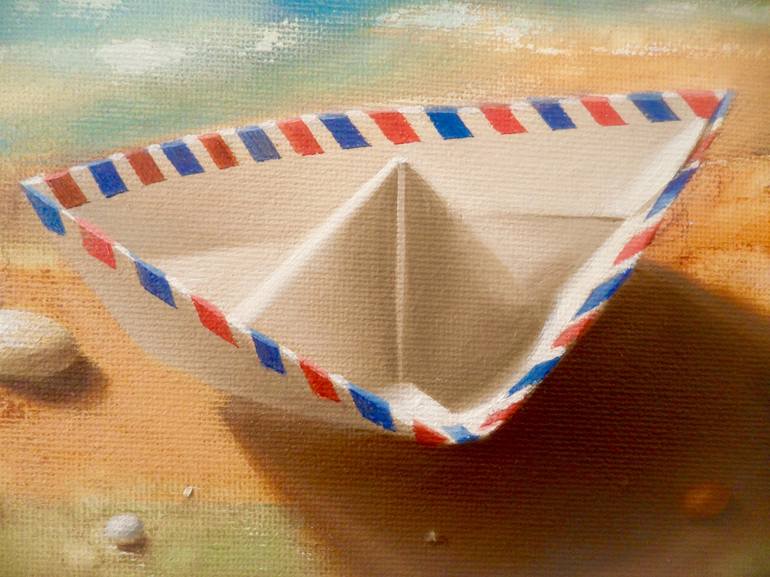 Original Realism Boat Painting by Alejandra Gauzen