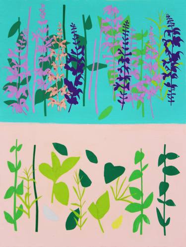 Original Art Deco Botanic Collage by Vivian Kim