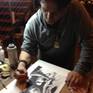 Artist David Pucciarelli Completing Amy Weinhouse Original Art Work
