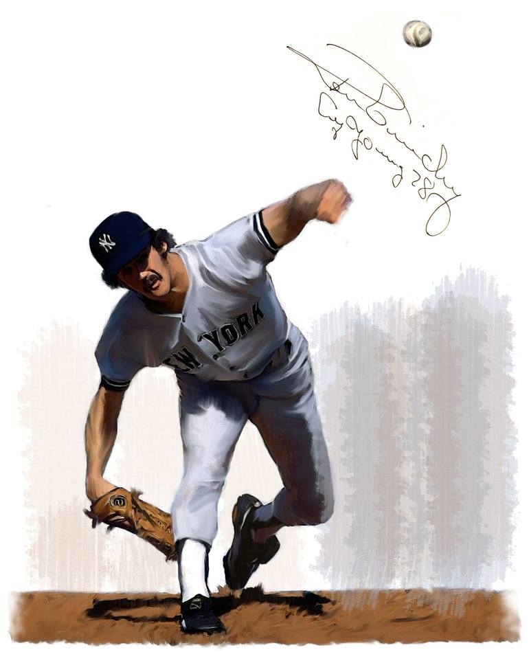 Ron Guidry New York Yankees Autographed 8 x 10 Pitching