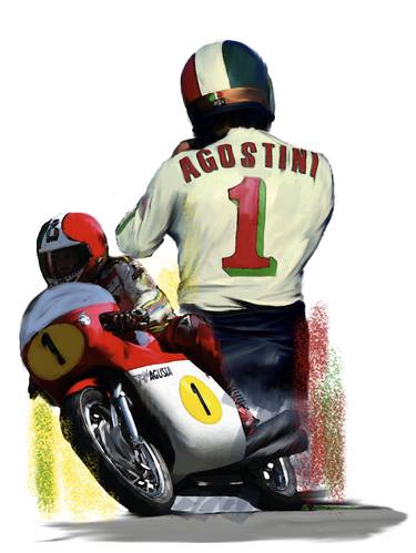 Print of Motorcycle Paintings by David Pucciarelli