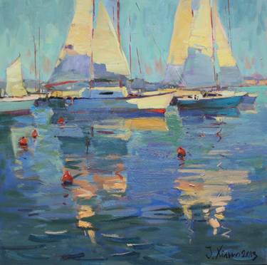 Original Impressionism Boat Paintings by Ihor Khilko