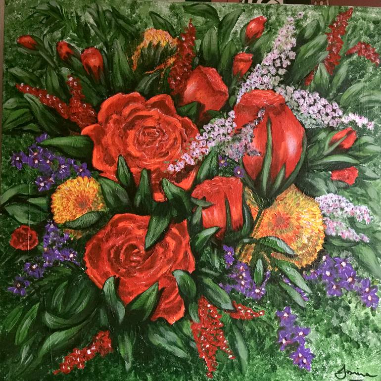 Original Expressionism Floral Painting by Josina Den Burger