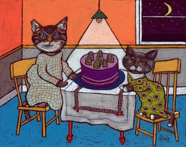 Print of Abstract Expressionism Cats Paintings by David Hinds