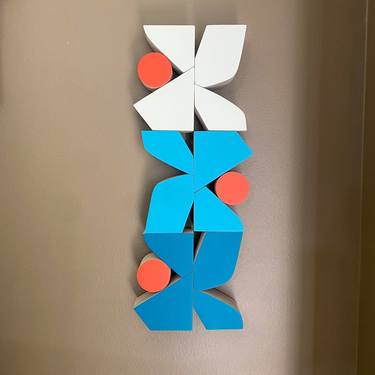 "Breezeblock" Geometric Wood Wall Sculpture thumb