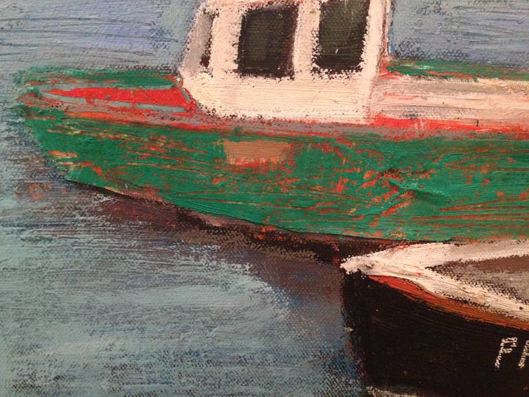 Original Impressionism Boat Painting by Jo Sharpe