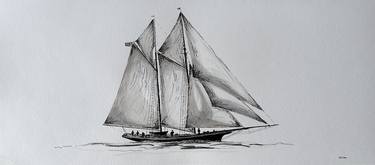 Original Fine Art Yacht Drawings by Pawel Jezak