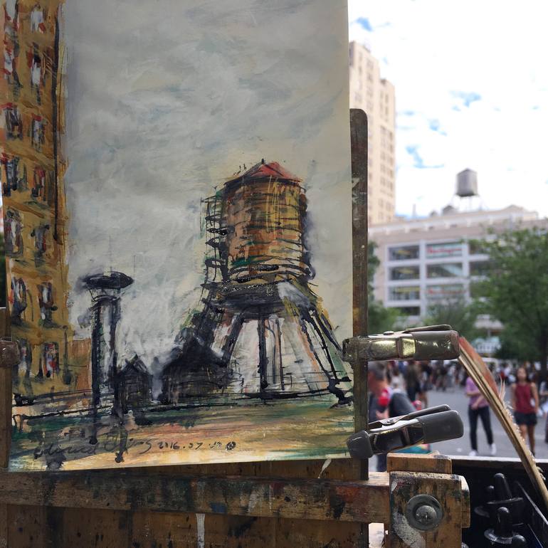 Original Figurative Architecture Painting by Edward Visualart