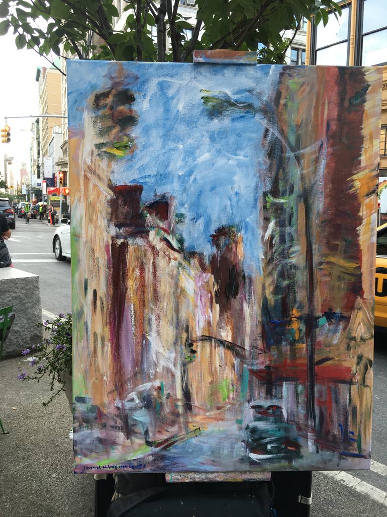 Original Expressionism Cities Painting by Edward Visualart