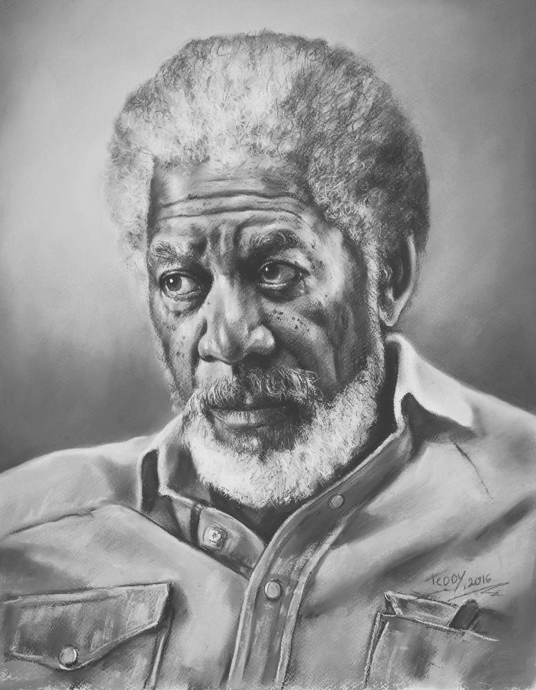 Portrait Of Morgan Freeman Drawing By Teodor Bozhinov Saatchi Art 6242